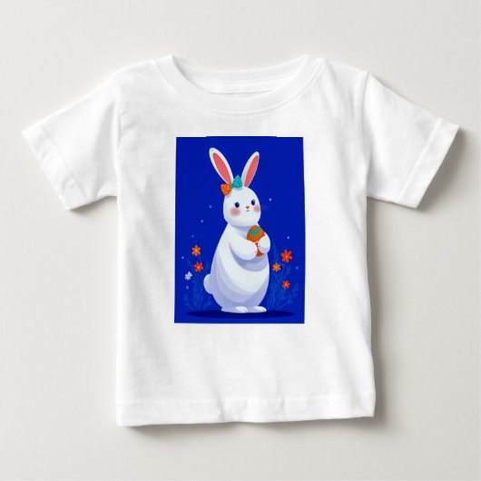 T-shirt Pour Bébé Easter Bunny with Blue Background  (Devant)