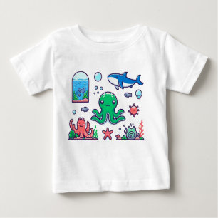 T-shirt Pour Bébé Eau Animaux Bébé Bodysuit Ocean Fun pour bébés