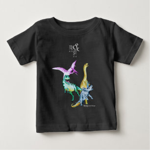 T-shirt Pour Bébé Ébats et rugissements de dinosaures à l'aquarelle