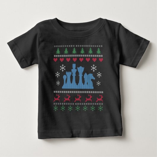 T-shirt Pour Bébé Échecs - Pièces d'échecs Noël laid (Devant)