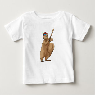 T-shirt Pour Bébé Écureuil au baseball avec batte de baseball