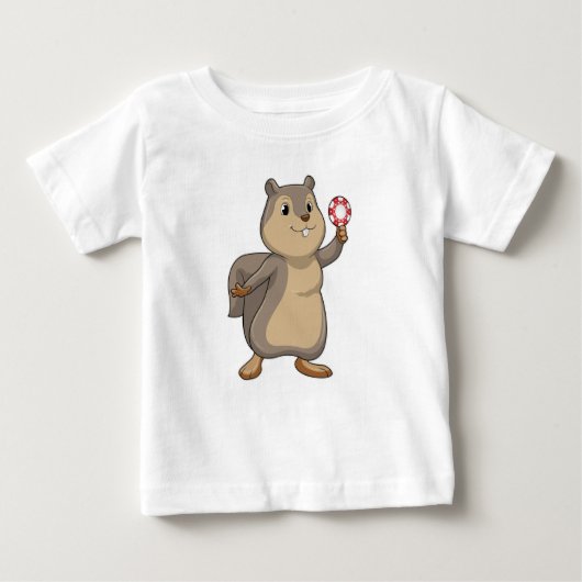 T-shirt Pour Bébé Écureuil au Poker avec des jetons de Poker (Devant)