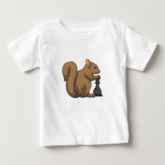 T-shirt Pour Bébé Écureuil aux échecs avec pièce d'échecs Évêque (Devant)