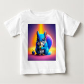 T-shirt Pour Bébé Écureuil Bleu Mangeant Un Fruit (Devant)