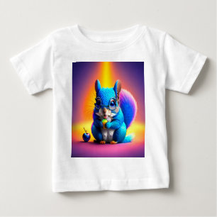 T-shirt Pour Bébé Écureuil Bleu Mangeant Un Fruit