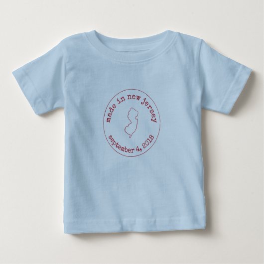 T-shirt Pour Bébé Editable Fabriqué dans le New Jersey Timbre d'appr (Devant)