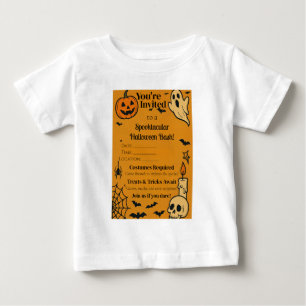 T-shirt Pour Bébé Éffrayant Invitation Halloween Bash Fantômes et