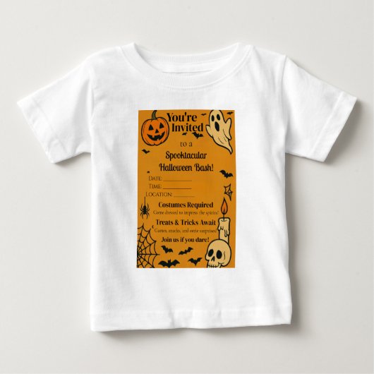T-shirt Pour Bébé Éffrayant Invitation Halloween Bash | Fantômes et (Devant)