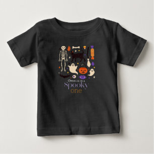 T-shirt Pour Bébé Éffrayant Un Halloween Motifs Noir 1er Anniversair