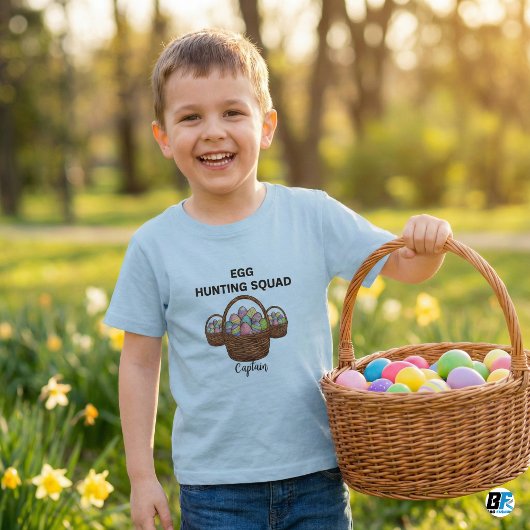 T-shirt Pour Bébé Egg Hunting Squad Captain Customised Cute Easter