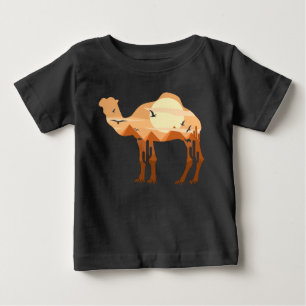 T-shirt Pour Bébé Égypte Chameau Pyramides Désert Coucher de soleil