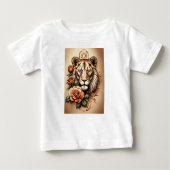 T-shirt Pour Bébé Élégance sauvage : Lionesse & Tatouage Rose T-Sh i (Devant)