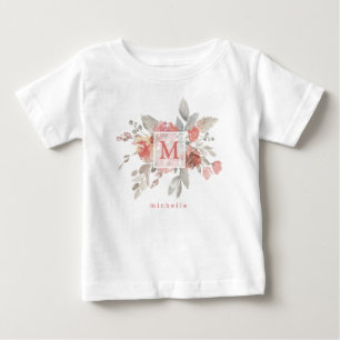 T-shirt Pour Bébé Élégant couleur rose rose floral Aquarelle