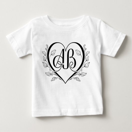 T-shirt Pour Bébé Élégant monogramme cardiaque AB (Devant)