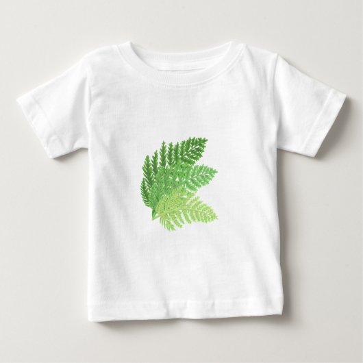 T-shirt Pour Bébé Élégante fougères vertes feuilles de bois (Devant)