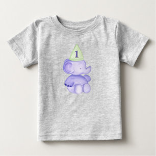 T-shirt Pour Bébé Élémentaire éléphant un an 1er anniversaire bébé t