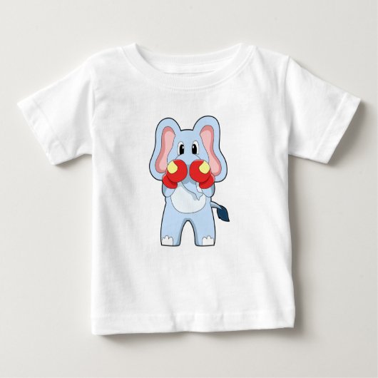 T-shirt Pour Bébé Éléphant à la boxe avec des gants de boxe (Devant)