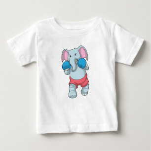 T-shirt Pour Bébé Eléphant à la boxe avec gants de boxe