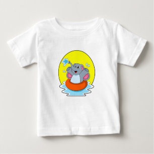 T-shirt Pour Bébé Eléphant à nager avec Lifebuoy