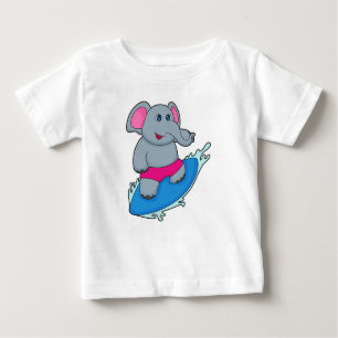 T-shirt Pour Bébé Elephant as surfer avec surf