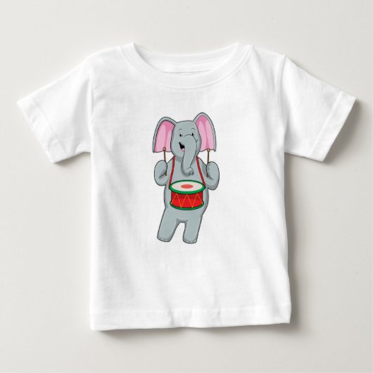 T-shirt Pour Bébé Elephant at Music with Drum (Devant)