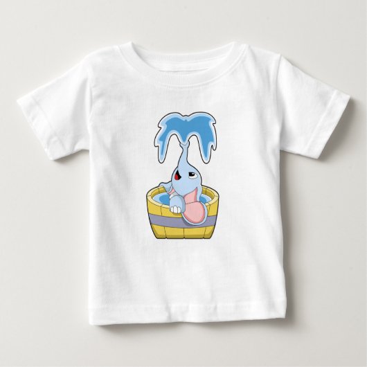 T-shirt Pour Bébé Eléphant avec baignoire remplie d'eau (Devant)