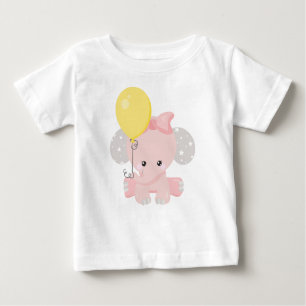 T-shirt Pour Bébé Eléphant Avec Ballons, Eléphant Mignonne, Couronne