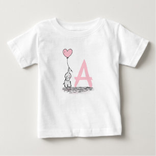T-shirt Pour Bébé Éléphant avec le monogramme rose de ballon de