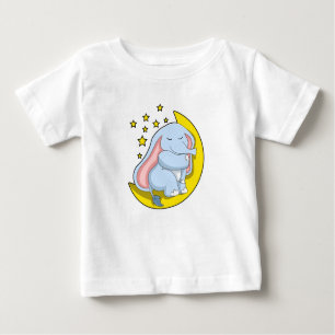 T-shirt Pour Bébé Eléphant avec lune et étoiles