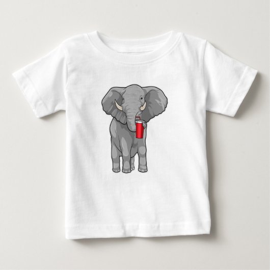 T-shirt Pour Bébé Eléphant Boire de la tasse (Devant)