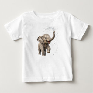 T-shirt Pour Bébé Éléphant de bébé joueur éclaboussant dans la riviè