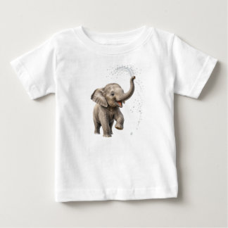 T-shirt Pour Bébé Éléphant de bébé joueur éclaboussant dans la riviè