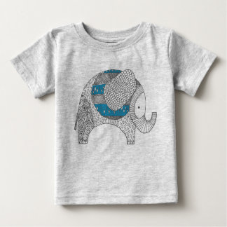 T-shirt Pour Bébé Eléphant Doodle. Barboteuse.