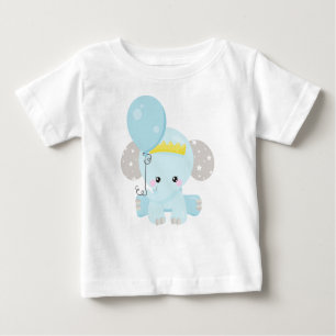 T-shirt Pour Bébé Eléphant, Eléphant Avec Ballons, Couronne, Étoiles
