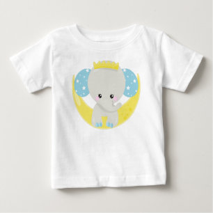 T-shirt Pour Bébé Eléphant, Eléphant Sur La Lune, Couronne, Étoiles