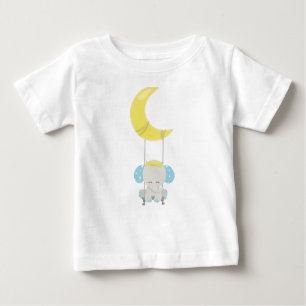 T-shirt Pour Bébé Eléphant, Eléphant Sur Une Aile, Couronne, Lune