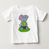 T-shirt Pour Bébé Eléphant en Gamer (Devant)