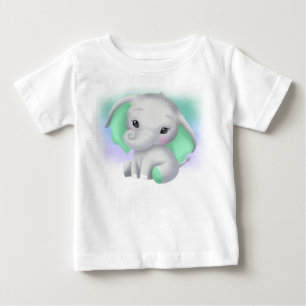 T-SHIRT POUR BÉBÉ ÉLÉPHANT GRIS ADORABLE AUX OREILLES VERTES