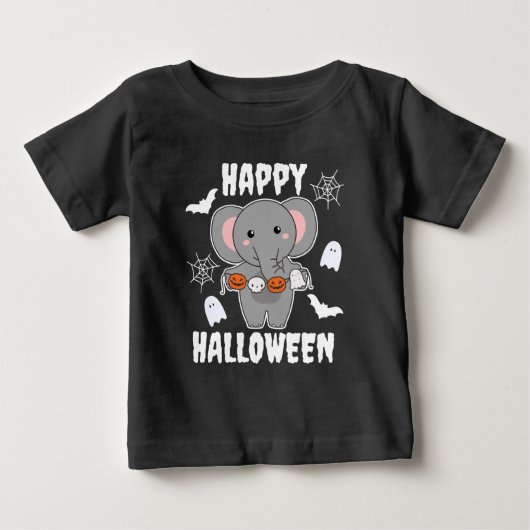 T-shirt Pour Bébé Elephant Happy Halloween (Devant)