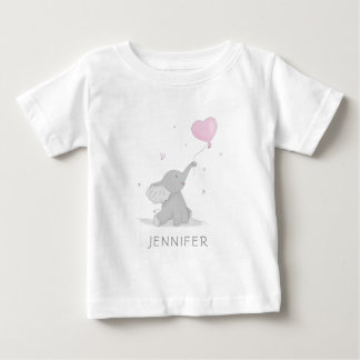 T-shirt Pour Bébé Eléphant mignon avec nom de ballon