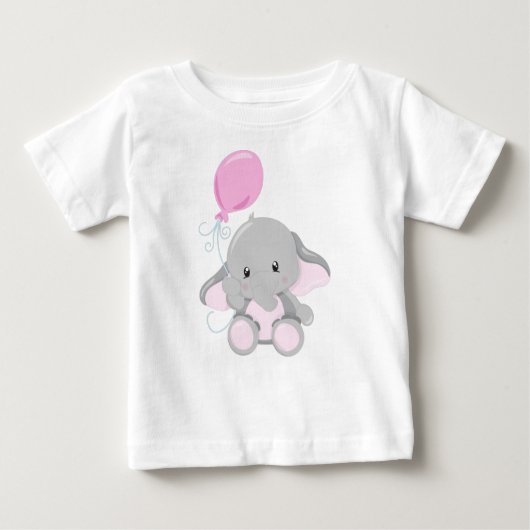 T-shirt Pour Bébé Eléphant mignon, Eléphant Avec Ballons (Devant)