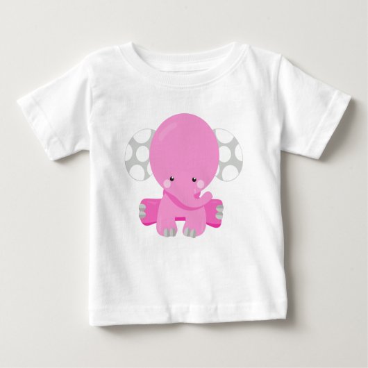 T-shirt Pour Bébé Eléphant mignon, Eléphant petit, Eléphant rose (Devant)