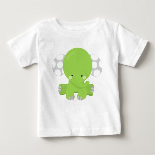 T-shirt Pour Bébé Eléphant mignon, Eléphant petit, Eléphant vert (Devant)