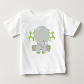 T-shirt Pour Bébé Eléphant mignon, petit éléphant - gris vert (Devant)