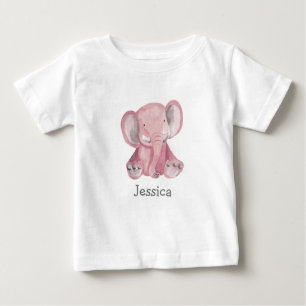 T-shirt Pour Bébé Eléphant Rose Cute Design Baby Shirt