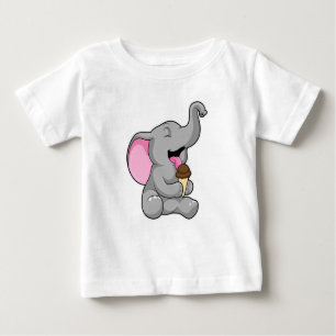 T-shirt Pour Bébé Elephant with chocolate gaufre ice cream