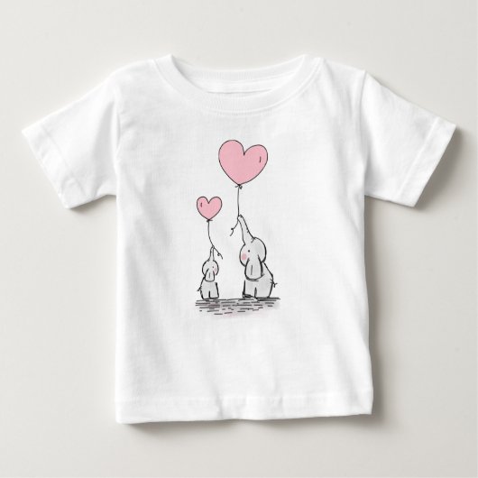 T-shirt Pour Bébé Éléphants de mère et de bébé avec les ballons (Devant)