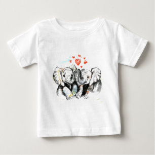 T-shirt Pour Bébé Elephants Famille Bébé T-Shirt Peindre l'amour