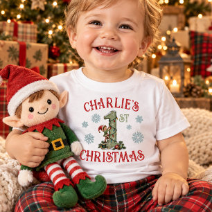 T-shirt Pour Bébé Elfe de Noël Premier Noël de Bébé Personnalisé