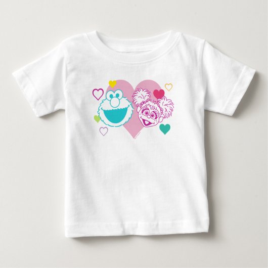 T-shirt Pour Bébé Elmo & Abby Cadabby Valentine Hearts Motif (Devant)